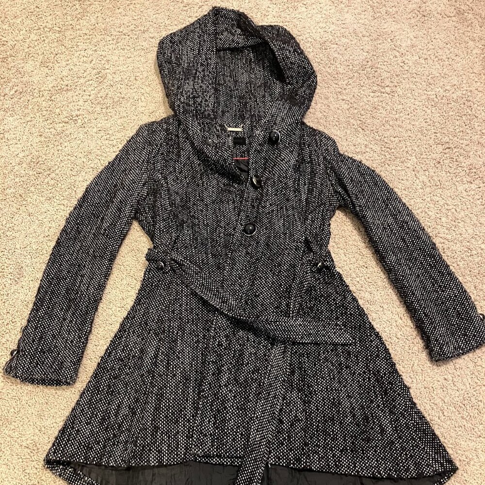 Steve Madden Wool Dress Coat with Hood, Size M